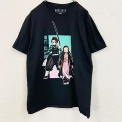 古着 used　半袖アニメプリントTシャツ　鬼滅の刃　黒　ブラック　コットン100％　クルーネック　レトロデザイン　Lサイズ【値引き交渉OK！】