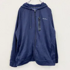 古着 used　Eddie Bauer　長袖フルジップパーカー　裏ボア　レトロデザイン　フード　紺　ネイビー　Mサイズ【値引き交渉OK！】