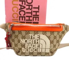 GUCCI THE NORTH FACE グッチ ノースフェイス コラボ GGキャンバス キャンバス レザー ボディバッグ ベージュ ブラウン ホワイト オレンジ レッド 650299 ウエストポーチ ショルダーバッグ 4638