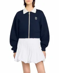 サンドロ レディース アウター パーカー・スウェット スウェット シャツ クロップド Sandro Cropped Two Tone Sweatshirt Deep Blue ブルー