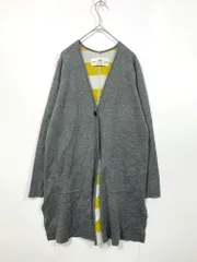 pual ce cin ピュアルセシン ウール混 裏地ボーダー ロング カーディガン sizeF/グレー ◇■レディース