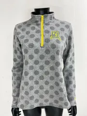 【USED】FILA フィラ ポリエステル ハーフジップ 長袖 ブルゾン 裏起毛 ロゴ刺繍 ドット柄 グレー レディース LL ゴルフウェア