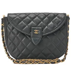 CHANEL　シャネル　ラムスキン　マトラッセ 　ラウンド型　プッシュロック　チェーンショルダ　黒　ゴールド金具　レディースバッグ　ブランド【中古】【送料無料】