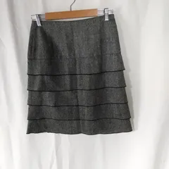 M1-02479【Women】膝丈 ツイードスカート (M相当) / グレー K