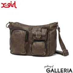 エックスガール ショルダーバッグ レディース ブランド X-girl 斜めがけ 肩かけ 大人 小さめ ハンドバッグ A5 MULTI POCKET FADED FAUX LEATHER BAG 105254053001 BROWN