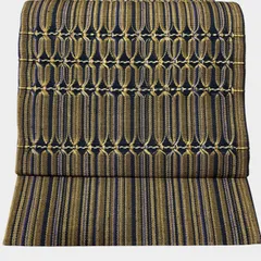 R-1599　帯　袋帯　六通　絹　レディース　縞　カジュアル　洒落袋帯