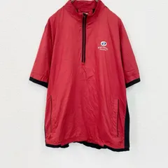 古着 used　adidas　アディダス　半袖ハーフジップナイロンジャケット　赤　レッド　Mサイズ【値引き交渉OK！】