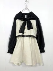 ROJITA ロジータ 定価8690円 ビジュ ボウタイ リボン ツイード ワンピース sizeF/アイボリー ■■レディース