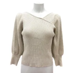 ワンアフター アナザー ナイスクラップ one after another NICE CLAUP ニット カットソー 長袖 リブ ラメ F ベージュ /MN