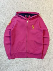 レディース XL レア) ポロラルフローレン ビックポニー ロゴ ジップアップフーディー ピンク GOLD
