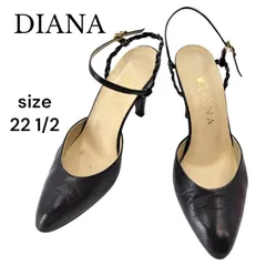 DIANA ダイアナ スリングバックピンヒール 22.5 ブラック ポインテッドトゥ ストラップ レディース