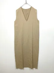 美品 CLASSICAL ELF クラシカルエルフ ce0420127 Vネックリネンライクマキシ丈ジャンパースカート ワンピース sizeXL/ベージュ ■◆レディース