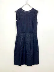 ANAYI アナイ フォーマル フリル レース切り替え ワンピース size34/紺 ■◆レディース