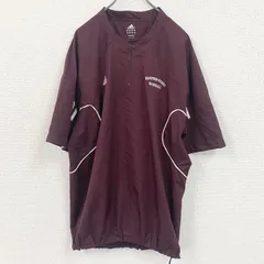 古着 used　adidas　アディダス　ハーフジップ半袖プルオーバー　刺繍ロゴ　野球　ボルドー　XLサイズ【値引き交渉OK！】
