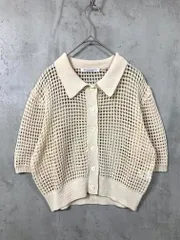 美品 BEAUTY & YOUTH ビューティ&ユース ユナイテッドアローズ 1628-199-1009 定価13200円 メッシュポロニット ショートスリーブ カーディガン ベージュ ■◆◎レディース