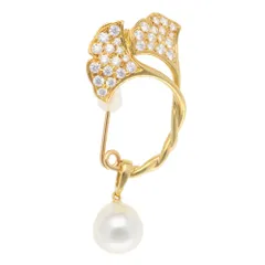 ミキモト ブローチ 18金 K18イエローゴールド アコヤパール レディース  MIKIMOTO  中古 ミキモト