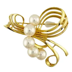 ミキモト ブローチ 18金 K18イエローゴールド アコヤパール レディース  MIKIMOTO  中古 ミキモト
