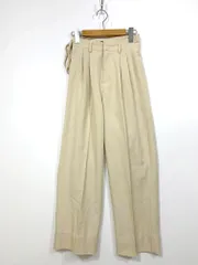 me+em select ミームセレクト ２WAY カットアウトリボンハイウエストタックスラックス パンツ sizeS/ベージュ ■■レディース