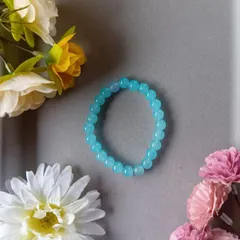 ハンドメイドビーズブレスレット／ターコイズカラー／16cm／レディース
