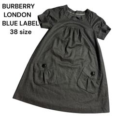 美品】バーバリーブルーレーベル 半袖ニットワンピース 刺繍 38