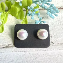 大粒淡水パール　マグネットピアス
