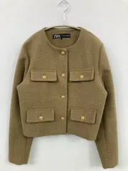 ZARA ノーカラージャケット S ベージュ
