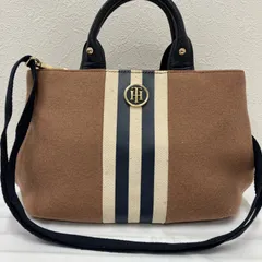 9362　TOMMY HILFIGER　トミーヒルフィガー　2way　ショルダーバッグ　ハンドバッグ　ウール　キャンバス　レザー　レディース　シンプル　きれいめ　上品　小さめ　ミニ　ブラウン　ネイビー　オフホワイト