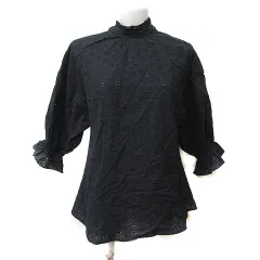クラシカルエルフ CLASSICAL ELF シャツ ブラウス ベルスリーブ 七分袖 刺繍 M 黒 ブラック /YI