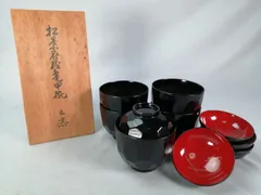 【茶道具】浪花漆器店造　松葉蒔絵亀甲椀　五客セット　懐石道具391