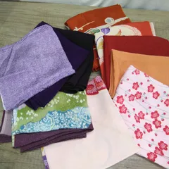 ファッション小物 中古・風呂敷 ちりめん地 大or小10枚まとめ S992