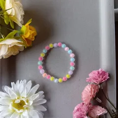 ハンドメイドビーズブレスレット／パステルカラー／16cm／レディース