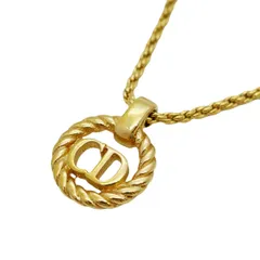 ★SALE【6jab0498-k】クリスチャンディオール ネックレス CDロゴ GPメッキ ゴールド【中古】レディース