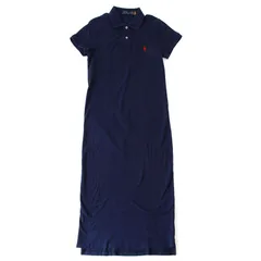 WA26381 POLO LAUREN RALPH ポロ ラルフローレン 半袖 ポロシャツ ロングワンピース ネイビー 紺 XS
