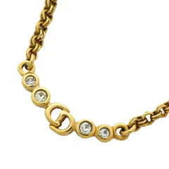 ★SALE【6jab0521】クリスチャンディオール ネックレス CDロゴ GPメッキ ラインストーン ゴールド【中古】レディース