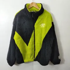 VISION STREET WEAR ヴィジョン ストリート ウェア ボア ジャケット ジップアップ スケボー スケートボード ロゴ 刺繍 メンズ M ブラック グリーン系 B404