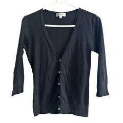  MK MICHEL KLEIN エムケーミッシェルクラン 七分袖カーディガン ブラック レディース 38サイズ【Z1788】