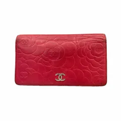 【6bb2515-k】シャネル 長財布 カメリア ラムスキン ピンク シルバー金具【中古】レディース