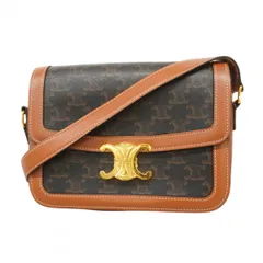 【6bb2540】セリーヌ ショルダーバッグ トリオンフ PVC レザー ブラウン ブラック ゴールド金具【中古】レディース