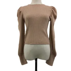 ココディール COCO DEAL カットソー ニット プルオーバー ラウンドネック リブ 長袖 2 ピンク ベージュ