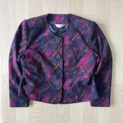 日本製 昭和レトロ 紫 チェック柄 ジャケット