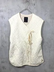 美品 w closet ダブルクローゼット 定価5940円 前リボンVネックキルティング ベスト アイボリー ■■レディース