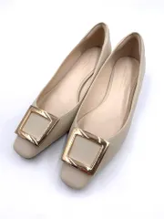 green label relaxing グリーンレーベルリラクシング ユナイテッドアローズ 定価12100円 スクエアバックル パンプス size23cm/ベージュ ■■レディース