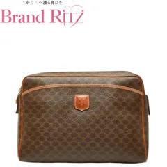 中古 セリーヌ ABランク マカダム クラッチバッグ セカンドバッグ ブラウン PVC レザー レディース CELINE 【送料無料】【三田店】