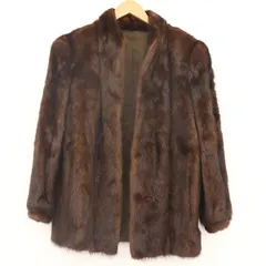 ノーブランド 毛皮コート ブラウン系 13号 レディース【yy】【中古】4000065801101568