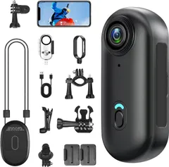 4Kアクションカメラ 120度広角小型ウェアラブル ビデオカメラ ボディカメラ 循環録画 クリップ型 バッテリー寿命140分 30m防水 Vlog 旅行 アウトドア ペット 証拠撮影 会議商談 授業 旅行 スマホ対応 防水ケース付き 日本語取扱説明書