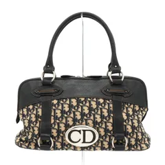 【3月5日までの限定価格】クリスチャン ディオール トロッター CDロゴキャンバス / レザー ハンドバッグ ネイビー レディース