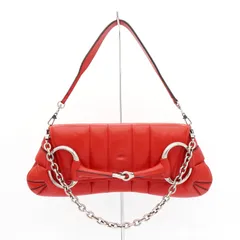 グッチ ホースビット レザー 2way チェーン ワンショルダーバッグ ハンドバッグ レッド