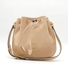 セリーヌ ヴィンテージ サークルロゴ レザー ショルダーバッグ 巾着バッグ ベージュ