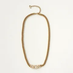 クリスチャン ディオール ラインストーン GP ゴールド チェーン ネックレス