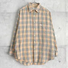 バーバリー 1990's ヴィンテージ ノバチェック 長袖シャツ ホースロゴ刺繍 ベージュ